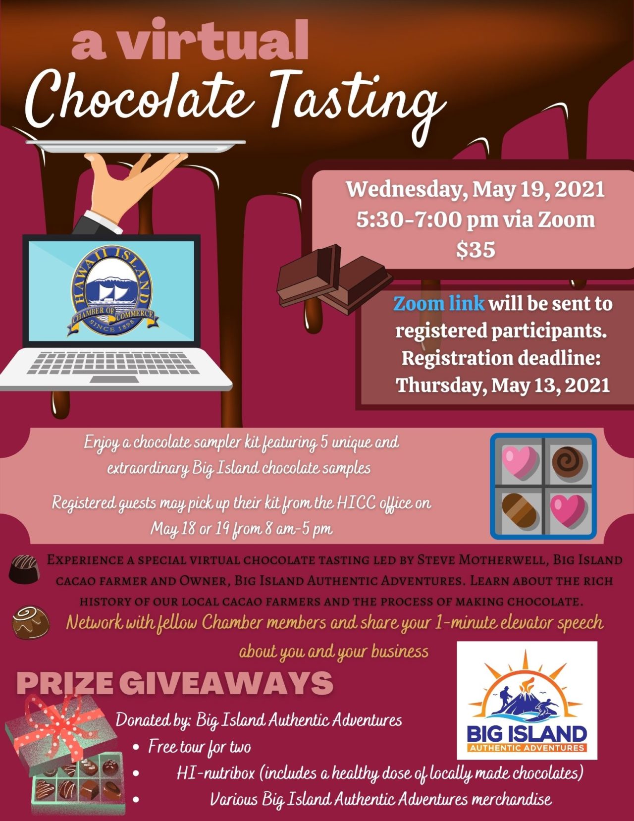 Virtual Chocolate Tasting Business After Hours Hawaii Island Chamber